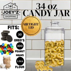 34oz/1L - Airtight Acrylic Canister Candy Jar Cookie Jar - Cookie Jars with Lids/Candy Jars with Lids Apothecary Jars With Lids, Plastic Jars With Lids - Laundry Pods Container Laundry Pod Container