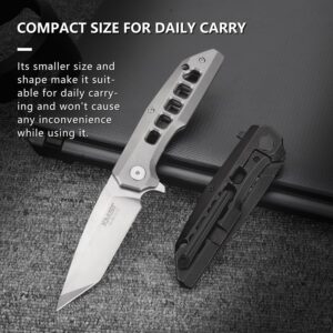 kaimeisite Pocket Knife, 3.5" Pocket Knife for Men, Pocket Knife Set, Knives for Men Tactical Knife, Edc Knife, Folding Knife,Titanium Alloy & SKD11 Steel, Frame Lock, White