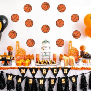 BWkoss Glitter Basketball Cutouts- 100Pcs Sport Ball Bulletin Board Basketball Shape DIY Paper Cuts Party Decorations for Sports Theme Party Baby Shower Birthday Classroom Game Day Wall Decor Supplies