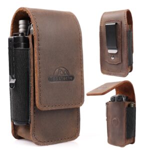 topstache multitool sheath for men - belt leather multitool holster - edc belt organizer for leatherman, gerber - magnetic closure multitool pouch fits folding tool, darkbrown