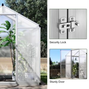 Garvee 6x4 FT Greenhouse for Outdoors, Polycarbonate Greenhouse with Quick Setup Structure and Roof Vent, Aluminum Large Walk-in Greenhouse for Outside Garden Backyard, Silver