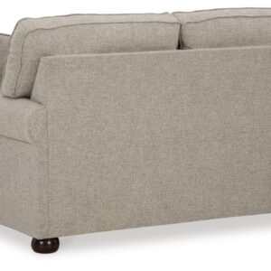 Signature Design by Ashley Gaelon Transitional Loveseat with Nailheads and 2 Accent Pillows, Beige