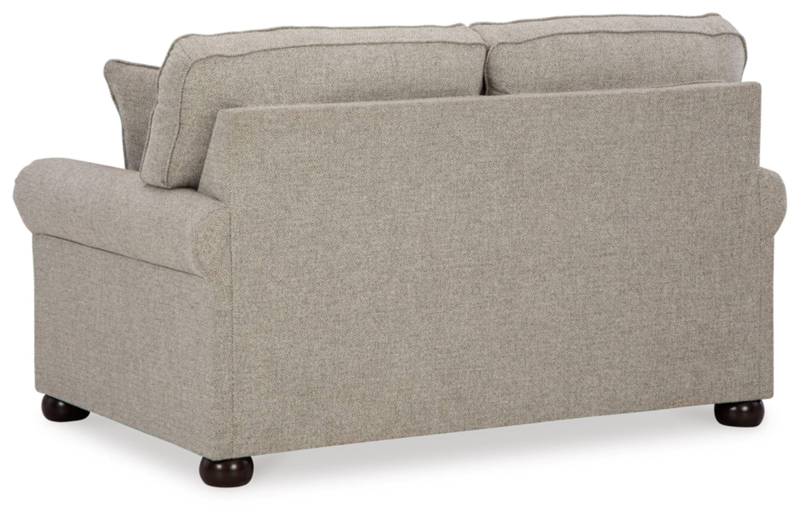 Signature Design by Ashley Gaelon Transitional Loveseat with Nailheads and 2 Accent Pillows, Beige