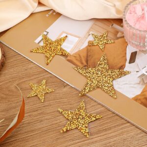 12pcs Star Iron On Patches Rhinestone Gold Stickers Adhesive Applique Stars Glitter Crystal Patches Sequin Vintage Patch Fabric Patch for Clothing,Jeans,Jackets,Caps,Dress,Bag,DIY Clothing Repair