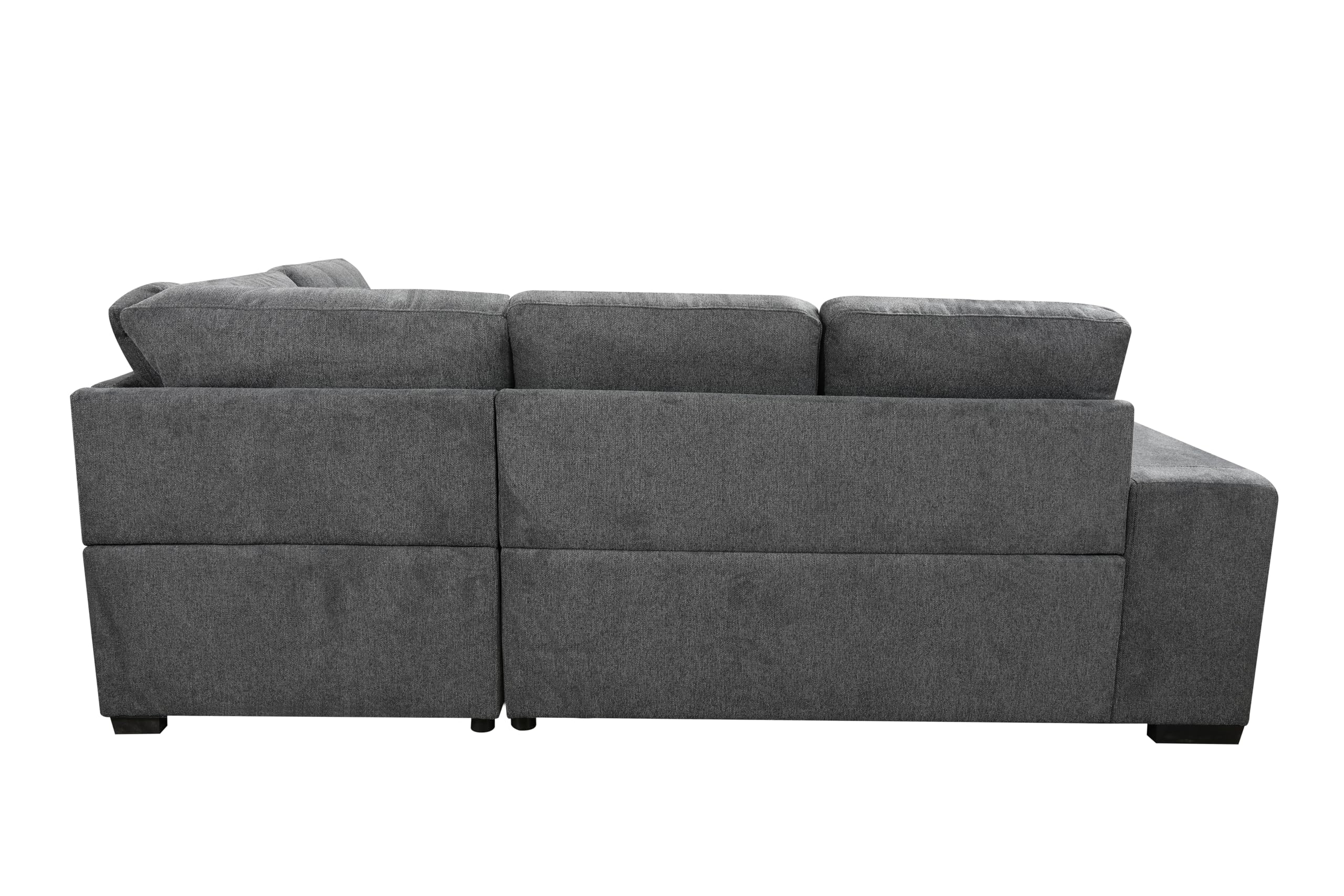 THSUPER 100 inch Linen Sectional Sleeper Sofa with Pull Out Bed, L Shaped Convertible Sectional Sleeper Couch with Storage Ottoman, 2 Foot Stool and USB Ports, Dark Gray