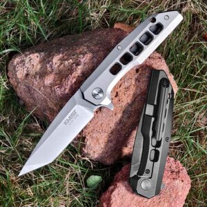 kaimeisite Pocket Knife, 3.5" Pocket Knife for Men, Pocket Knife Set, Knives for Men Tactical Knife, Edc Knife, Folding Knife,Titanium Alloy & SKD11 Steel, Frame Lock, White