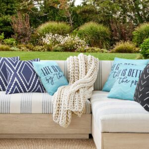 Adabana Blue Outdoor Waterproof Throw Pillow Covers 18x18 Inch Set of 2 Decorative Porch Pillows Cover for Patio Furniture Garden, Life is Better by The Pool