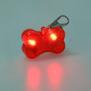 Generic Flashing Flasher Blinking Led Bone Shape Dog Cat Tag Pet Collar Light Red| Nice, 1个