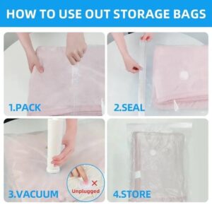 20 Pack Vacuum Storage Bags, Space Saver Bags (5 Jumbo/5 Large/5 Medium/5 Small) Hand Pump Included, for Comforters and Blankets, Sealer Clothes Storage