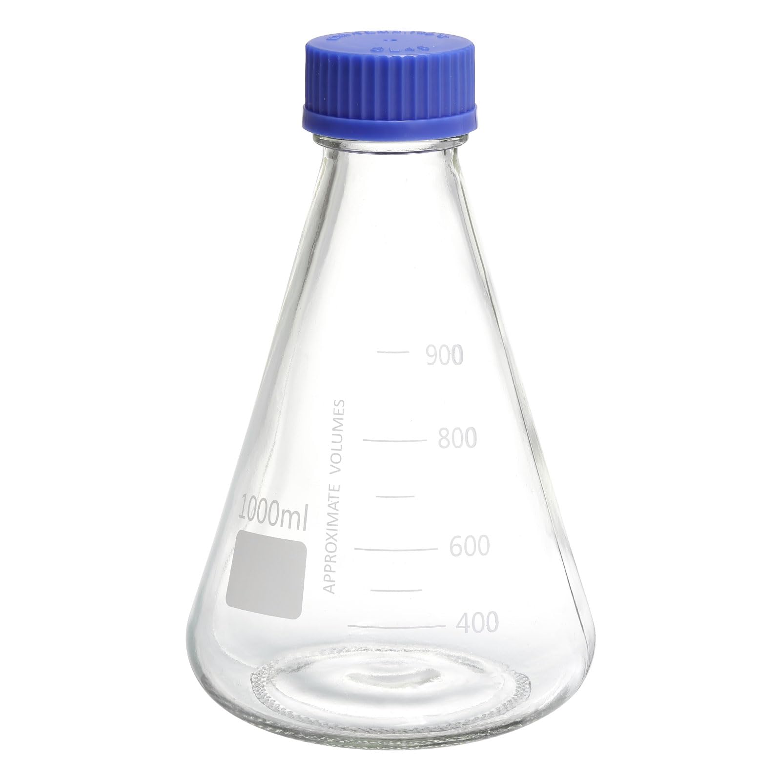 PATIKIL Erlenmeyer Flask, 1000ml Narrow Mouth Graduated Flasks with Screw Cap Borosilicate Glass Flasks with Printed Graduation for Lab, Experiment, Chemistry, Science Study