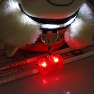 Generic Flashing Flasher Blinking Led Bone Shape Dog Cat Tag Pet Collar Light Red| Nice, 1个