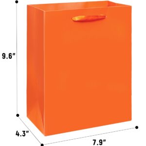 Gcardist Bright Orange Gift Bags with Tissue Paper for Wedding, Birthday, Party Supplies-7.9"x4.3"x9.6" Medium Size Cardboard Gift Bags（5pcs Bags +10pcs Tissue Paper ）