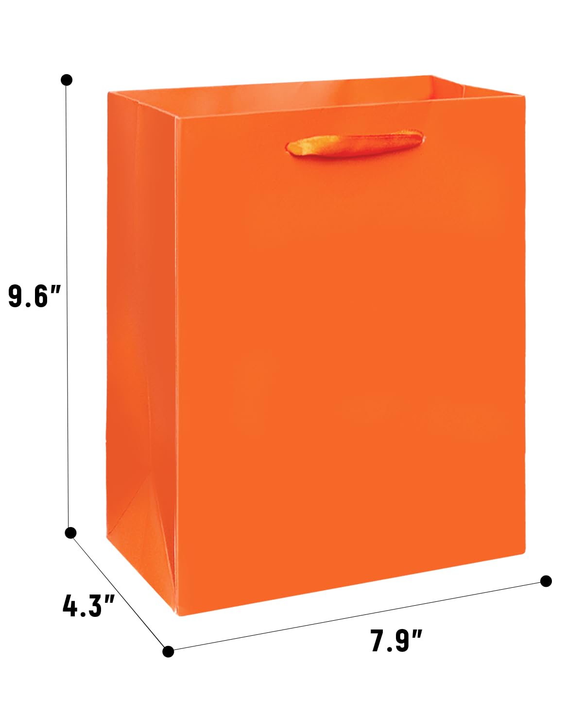 Gcardist Bright Orange Gift Bags with Tissue Paper for Wedding, Birthday, Party Supplies-7.9"x4.3"x9.6" Medium Size Cardboard Gift Bags（5pcs Bags +10pcs Tissue Paper ）