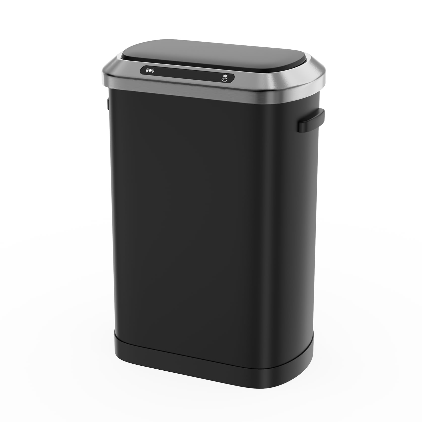 13 Gallon Automatic Trash Can with Lid, Touchless Smart Stainless Steel Thickened Garbage Can with 30 Count Garbage Bags Whisper-Quiet Sensor Lid Waste Bin for Kitchen, Living Room, Office - Black