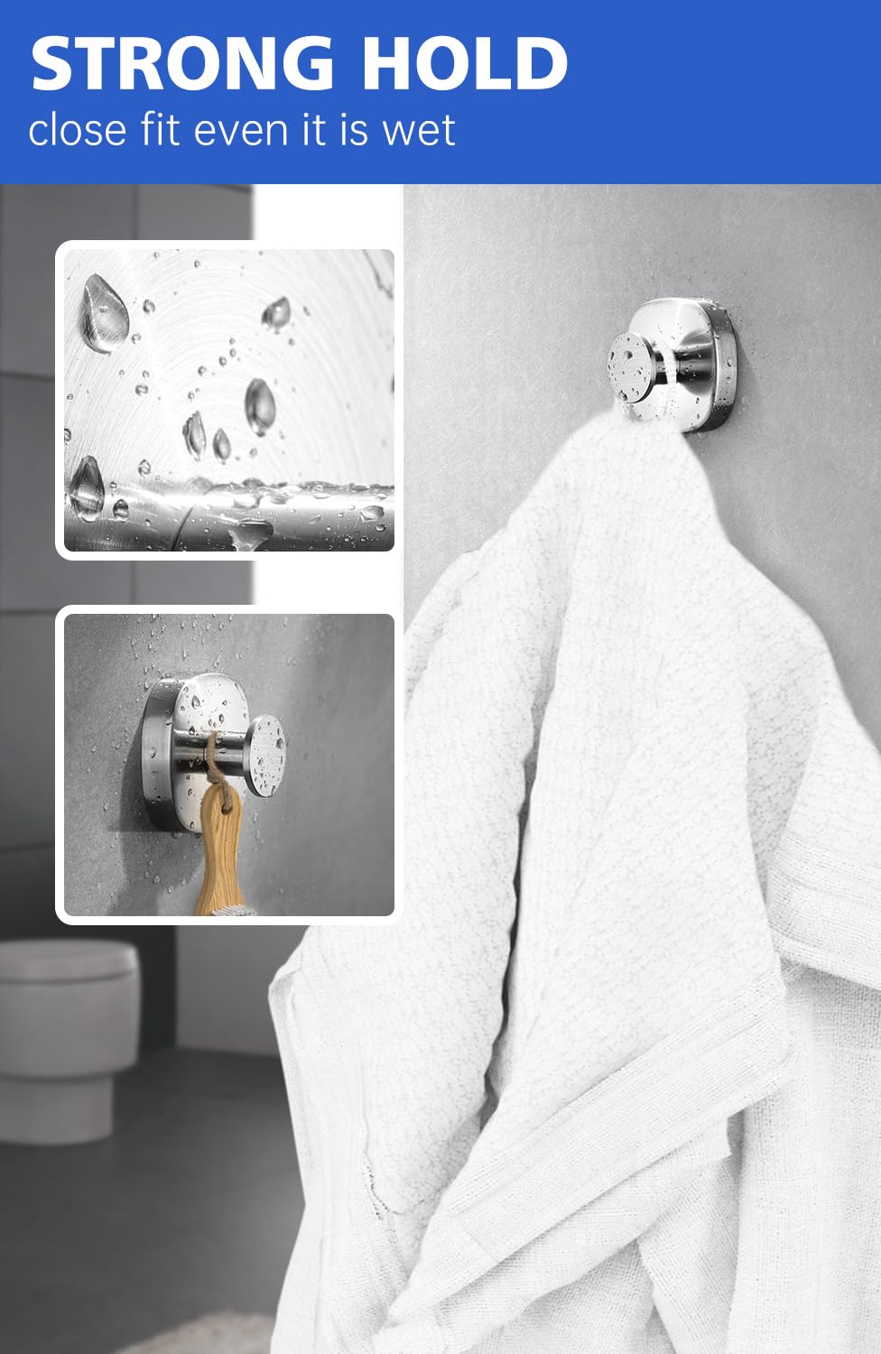 4 Pcs Suction Cup Hooks for Shower, No Drill Suction Cup Towel Hook Shower Hooks for Inside Shower, Stainless Steel Shower Hooks for Towel, Bathrobe and Loofah, 11.02 Lbs Towel Hooks