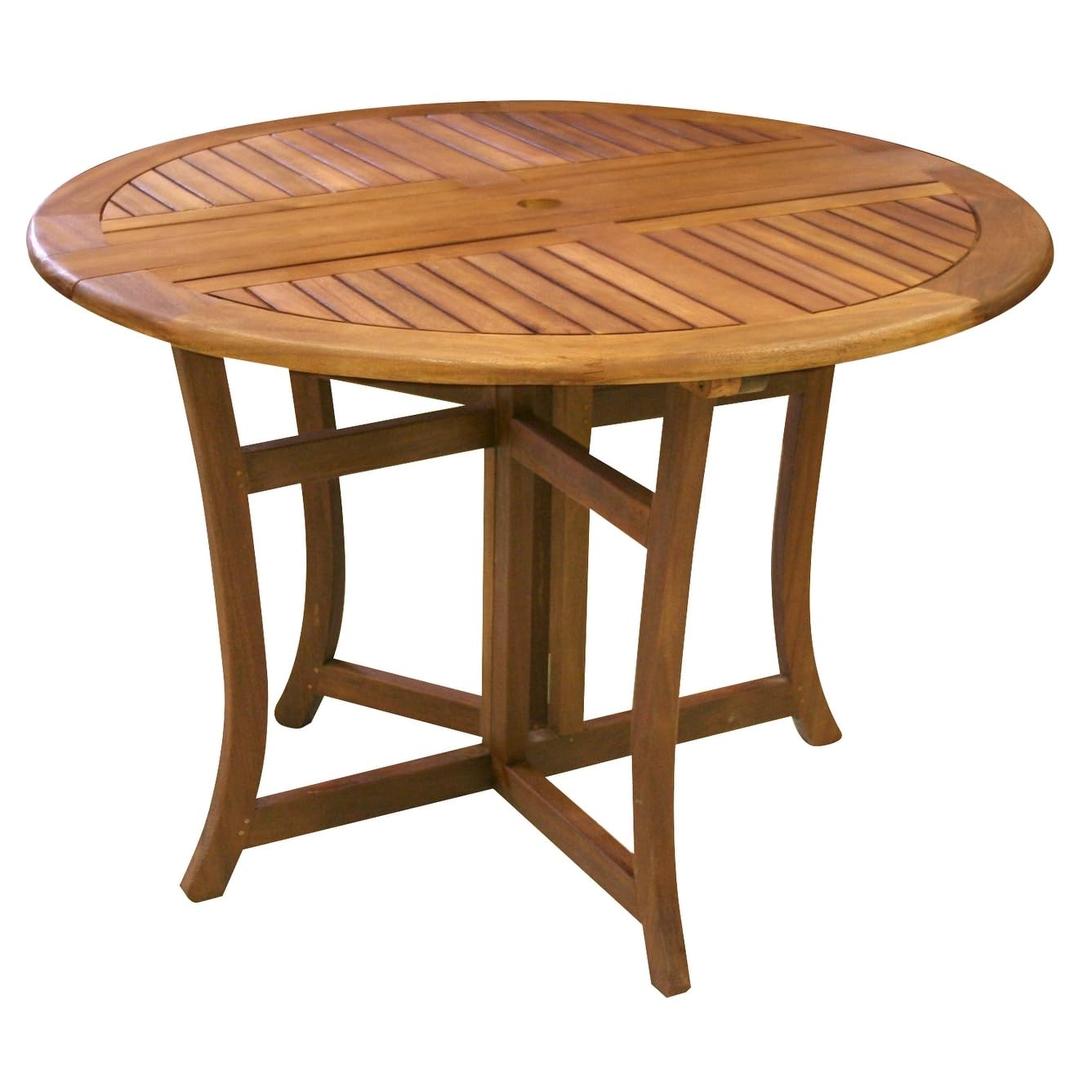 Overstock Eilaf Eucalyptus Round Folding Outdoor Dining Table - 43 inches