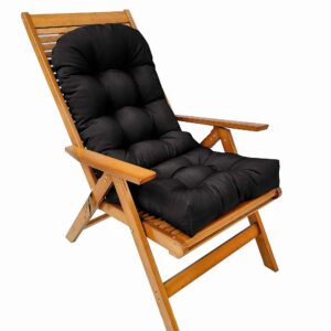 patio rocking chair cushion,waterproof non-slip high back patio cushions,43inch indoor/outdoor chaise lounger cushions (black)