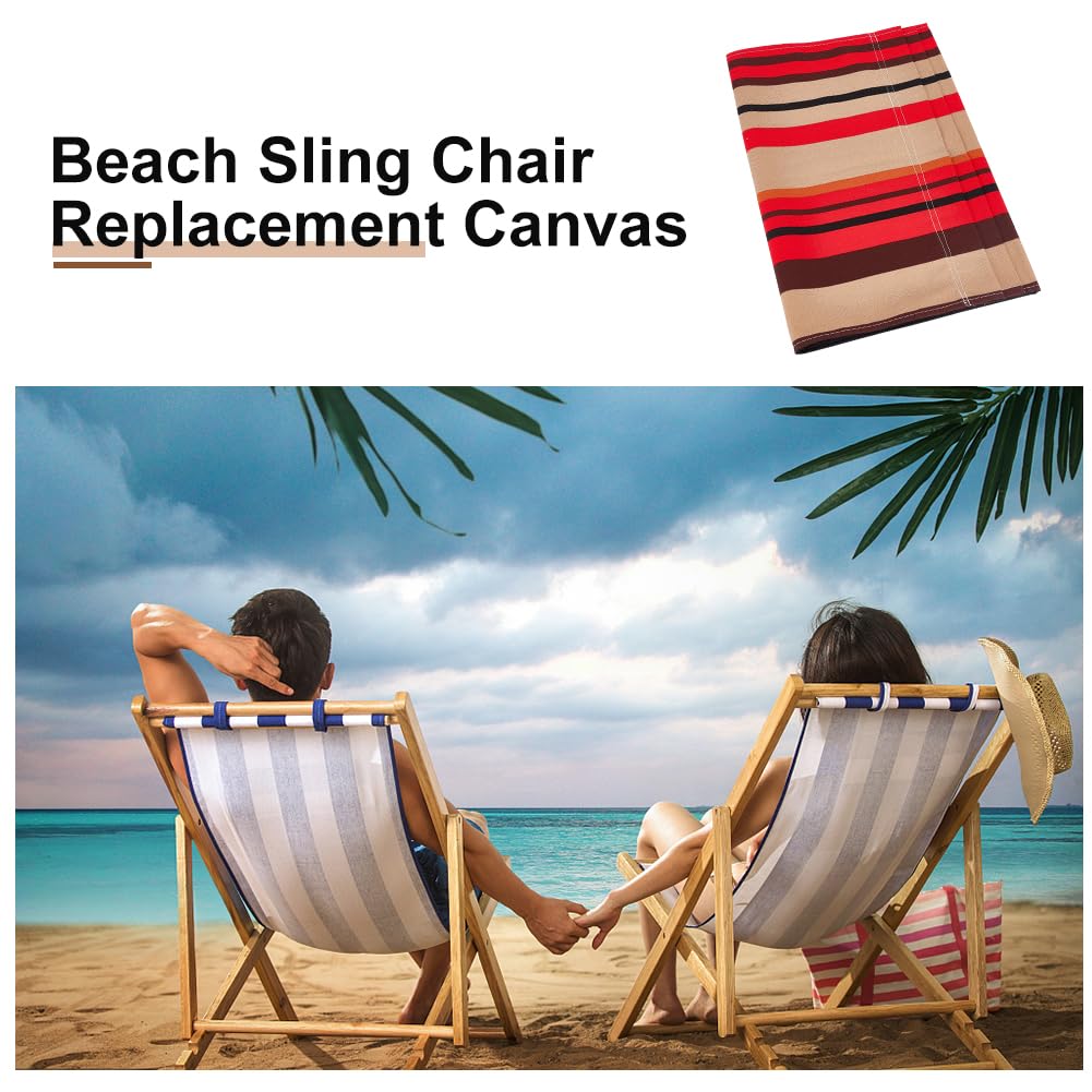 AHANDMAKER Beach Sling Chair Replacement Fabric, Canvas Cloth Beach Lounge Chair Cover, Red Stripe Pattern Sling Chair Replacement Canvas for Beach Chair(44.88x16.93inch)