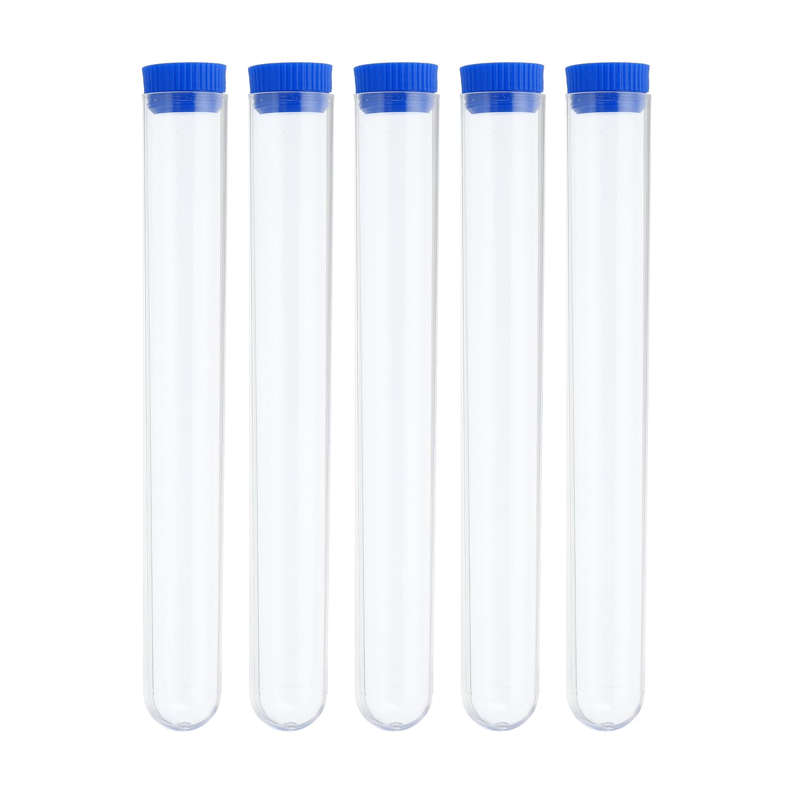 PATIKIL 70ml Test Tubes Set, 5pcs 5.91x0.79" PS Clear Round Bottom Test Tube Containers with Stopper for Bead Party Candy Bath Salt Storage Scientific Experiment Plant Propagation, Black