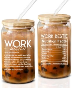 neweleven birthday gifts for coworker women – work bestie gifts for women friends - appreciation gifts for coworkers, unique present ideas for coworker leaving, farewell party – 16 oz coffee glass