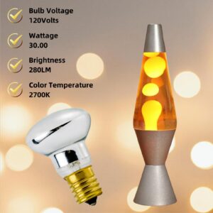 SWJLR 4 Pack Lava lamp Bulb,120V R39 E17 30W Warm White Reflector Type Bulb, for Lava Lamps, Glitter Lamps, Incandescent Lamps, Bedroom and Office.