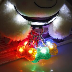 Generic Flashing Flasher Blinking Led Bone Shape Dog Cat Tag Pet Collar Light Red| Nice, 1个