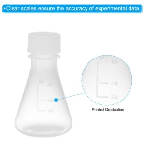 PATIKIL Erlenmeyer Flask, 3 Pcs 50ml 125ml 250ml Narrow Mouth Graduated Flasks with Screw Cap Plastic Flasks with Printed Graduation for Lab Experiment Chemistry Science Study