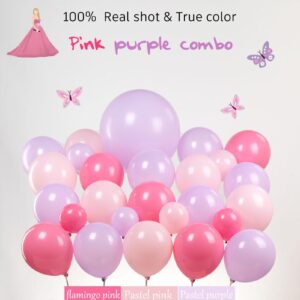 Pink and purple balloon arch Kit with Mylar star Disco Ball Balloon Garland for music fans theme teenage girl Birthday Party Prom Decorations (Pink purple silver)