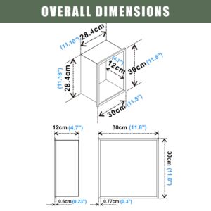 Sunrosa 12" x 12" Gray Shower Niche Stainless Steel NO Tile Needed, Waterproof Bathroom Recessed Niche, Organizer Storage for Shampoo & Toiletry Storage