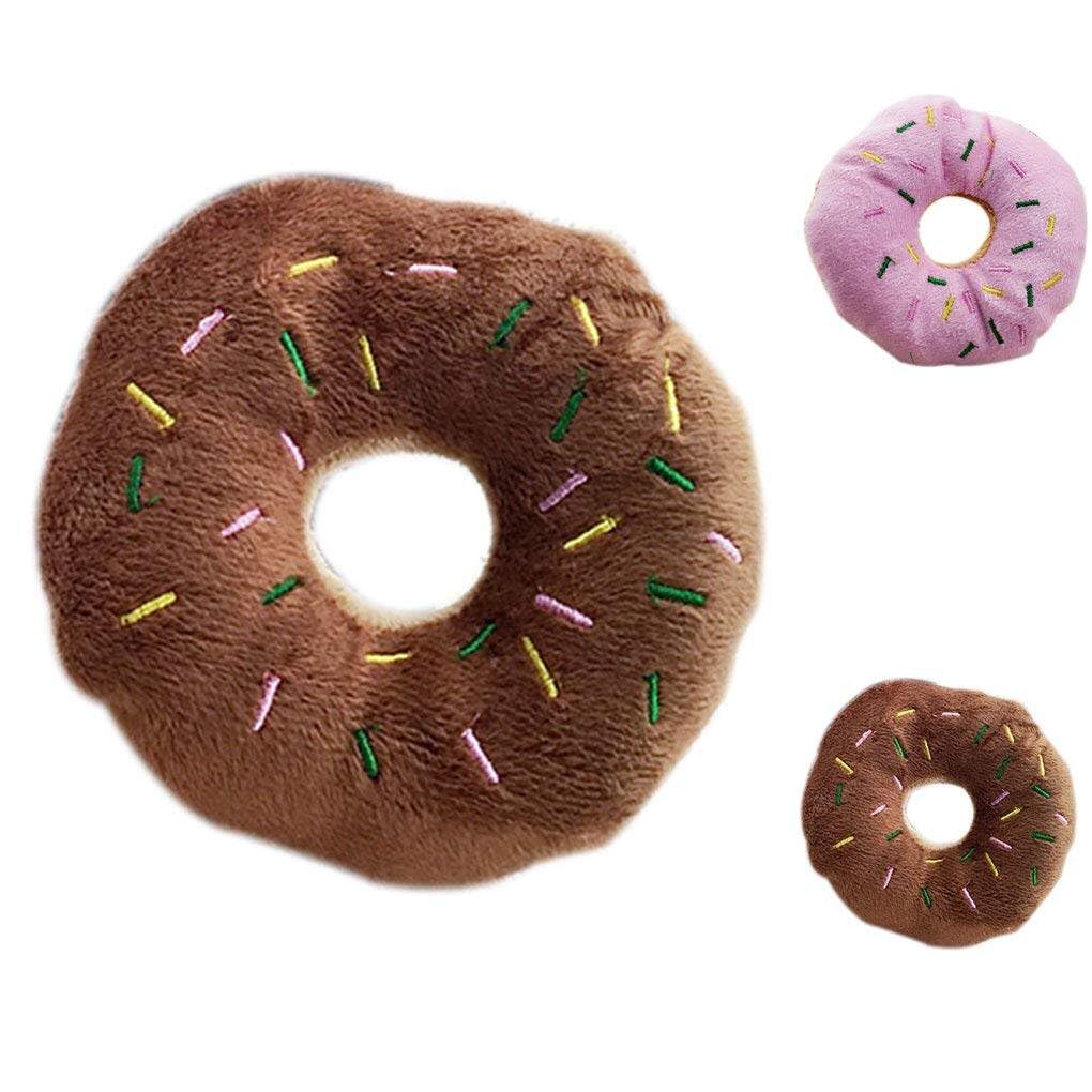 Generic Pet Donut Shape Plush Play Toys Pet Chew Squeaky Toy Dog Cat Sound Playing Tool| Lovely and Professional