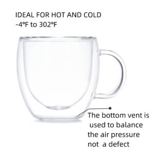 Generic 4-Pack 5 Ounces Double Wall Clear Glass Coffee mugs,5 oz Espresso Cups With Handle,Insulated Mugs,Cappuccino Cups,Tea Cups,Latte Cups,Beverage Glasses Heat Resistant