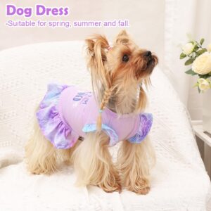 Yikeyo Dog Clothes Girl Dog Dress Small Dogs Puppy Dresses Pet Dress Shirt Female Yorkie Chihuahua Cat Apparel Birthday Party Costume Mermaid Princess Outfit(Purple，M)