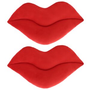 zhidiloveyou 2pcs 11.8" lip pillow plush red cute hug toy soft lip shaped decorative cushion