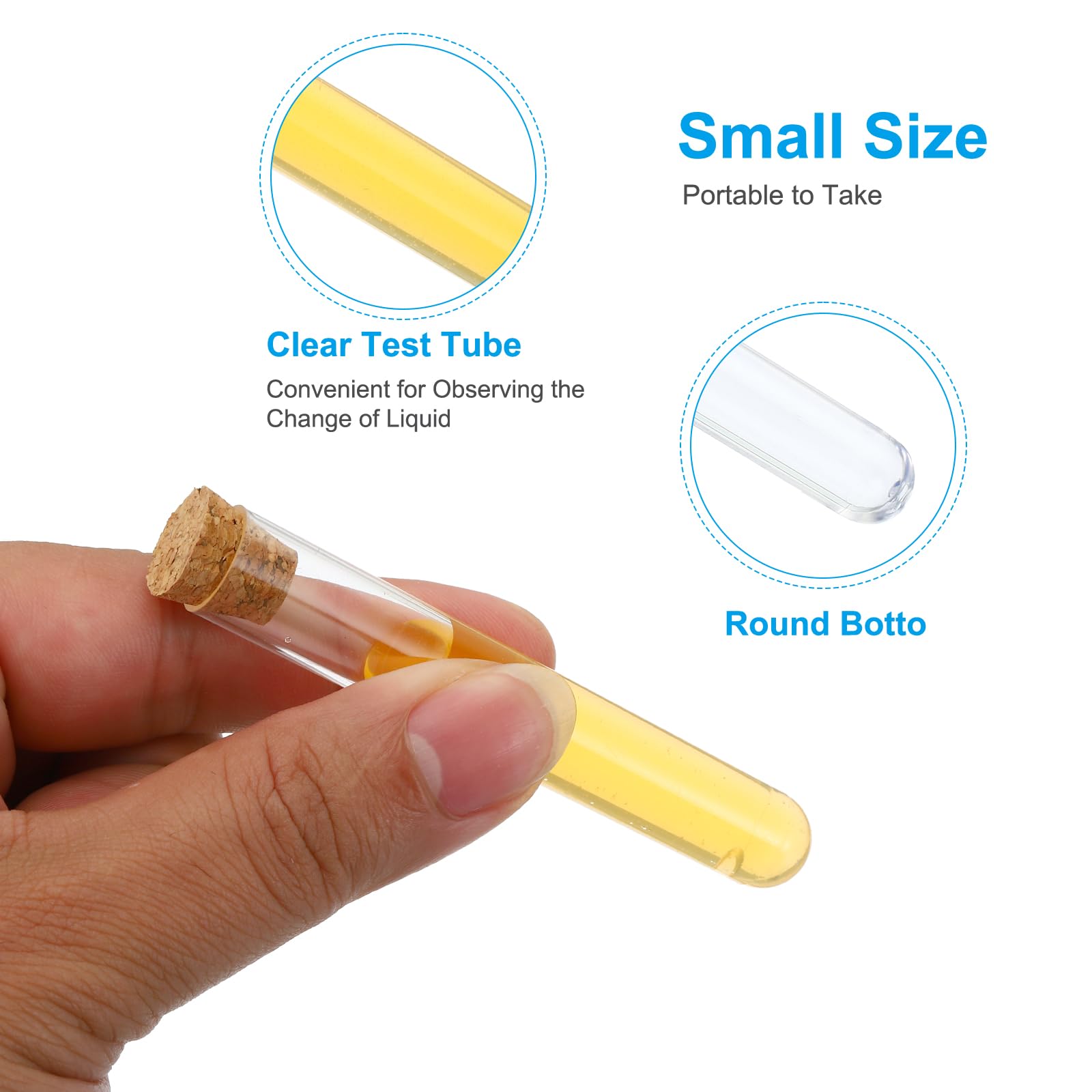 PATIKIL 5ml Test Tubes Set, 10pcs 3.07x0.51" PS Clear Round Bottom Test Tube Containers with Wood Stopper for Bead Party Candy Bath Salt Storage Scientific Experiment Plant Propagation