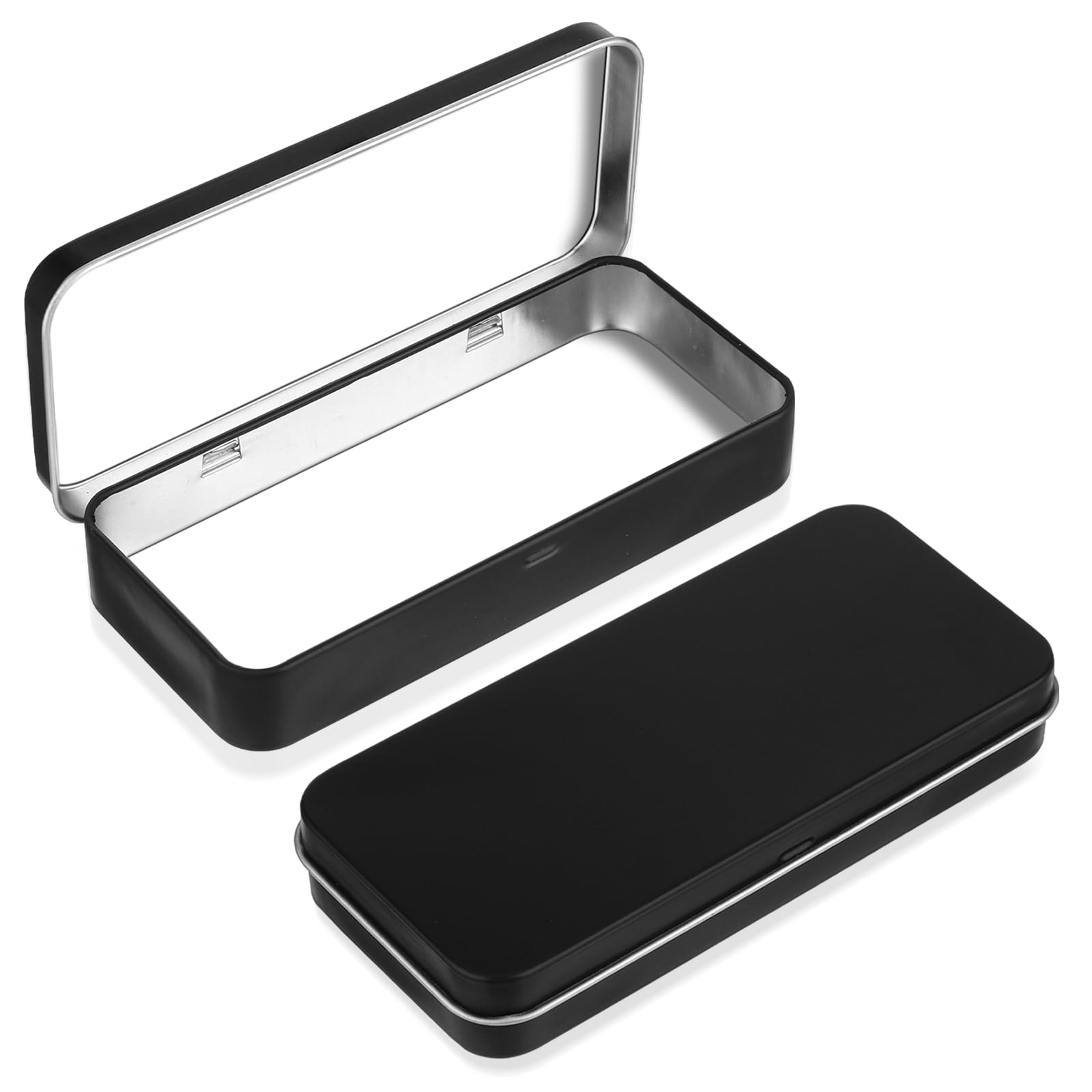 Tyqour Metal Rectangular Empty Hinged Tin Box Containers Metal Tin Box for Home Storage Jewelry Crafts