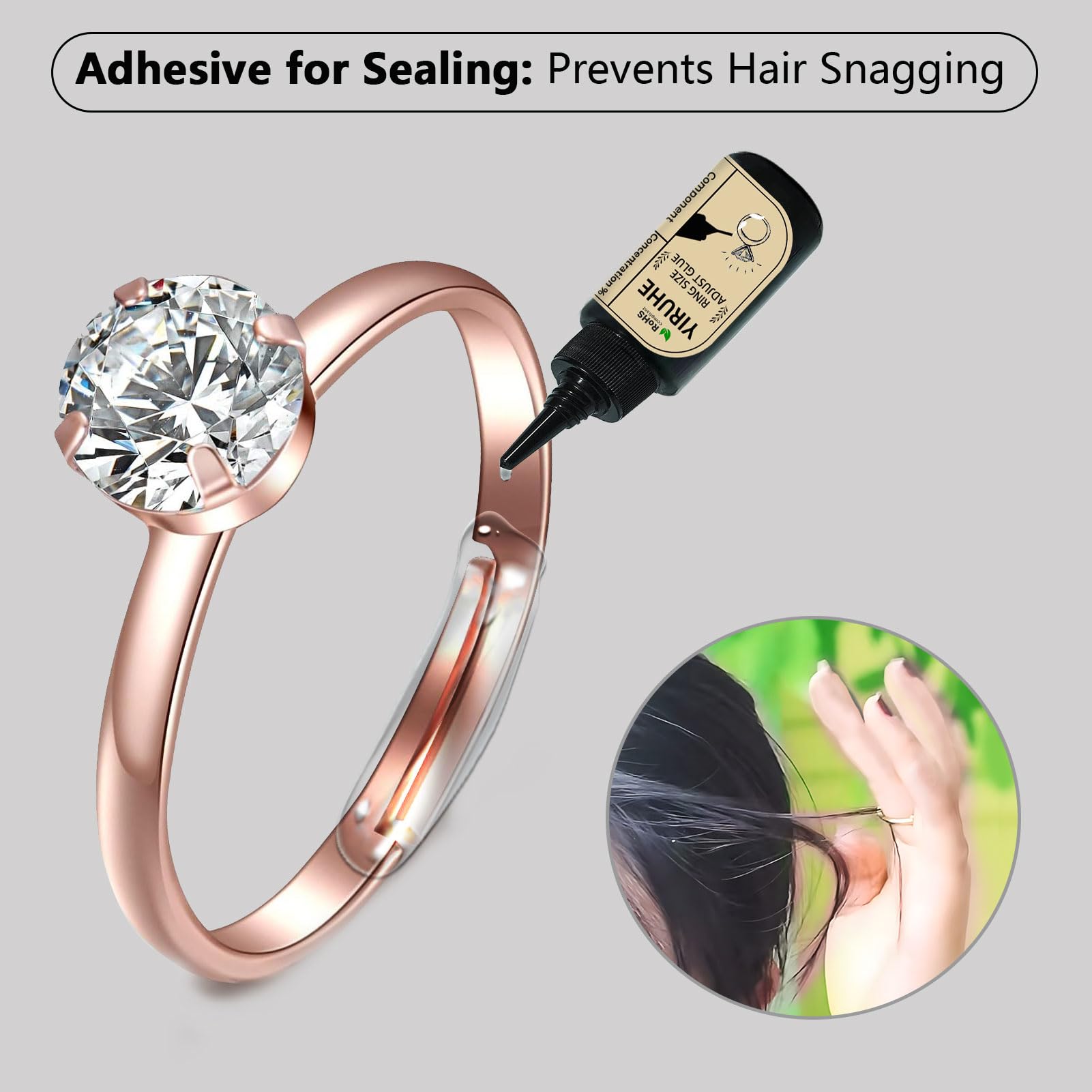 Innovative Ring Size Adjuster Adhesive with UV Light- Adjusts Any Ring Size, Easy Application & Removal, Ring Size Adjuster for Loose Ring, Ring Adjuster Glue, Ring Sizer, Ring Guards