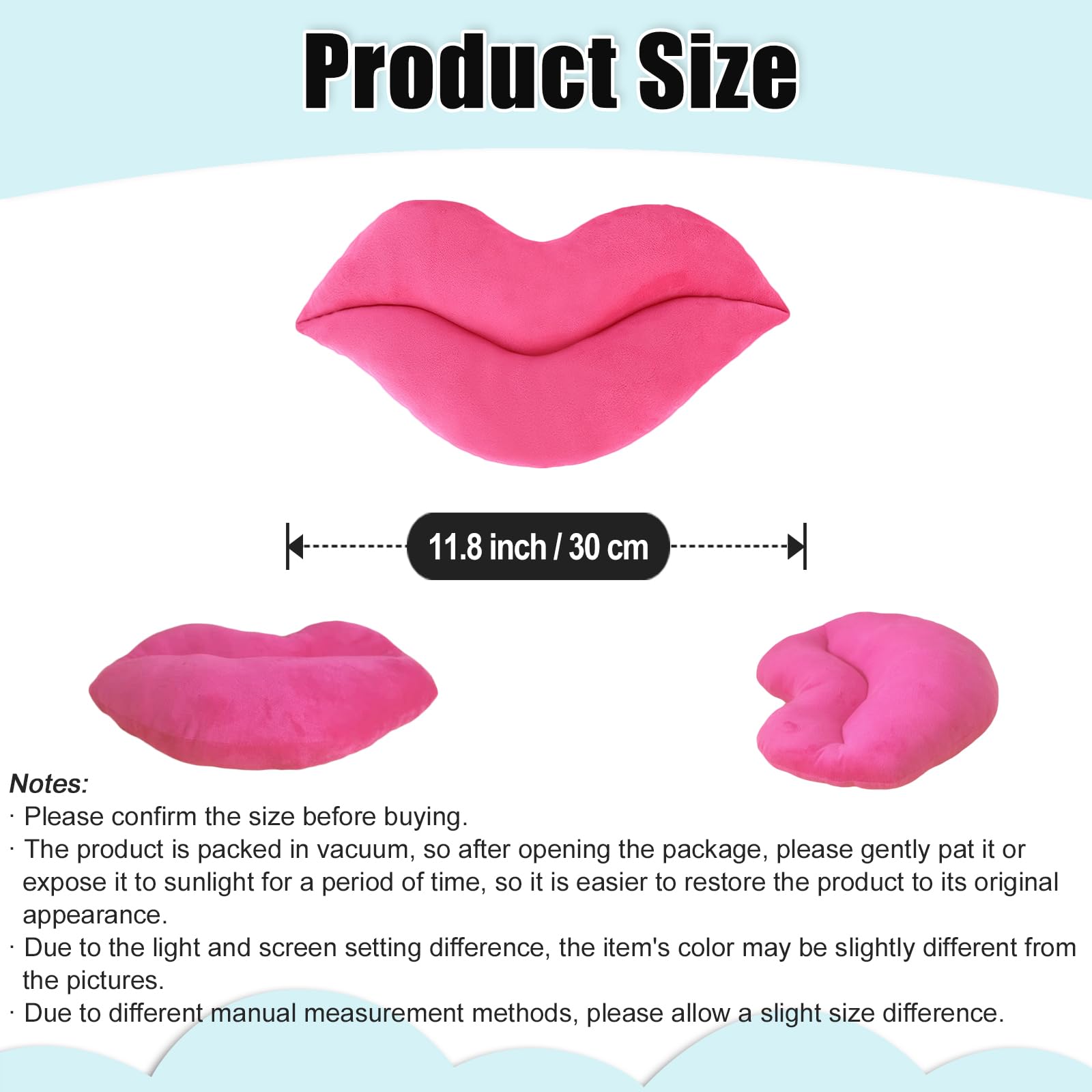 zhidiloveyou 2PCS 11.8" Lip Pillow Plush Pink Cute Hug Toy Soft Lip Shaped Decorative Cushion