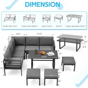 Danrelax All Weather Aluminum Frame Patio Conversation Set, 7 Pieces Outdoor Patio Furniture, Patio Furniture Set, Outdoor Patio Set for Lawn, Garden, Balcony, Poolside, Conversation Set(Black)