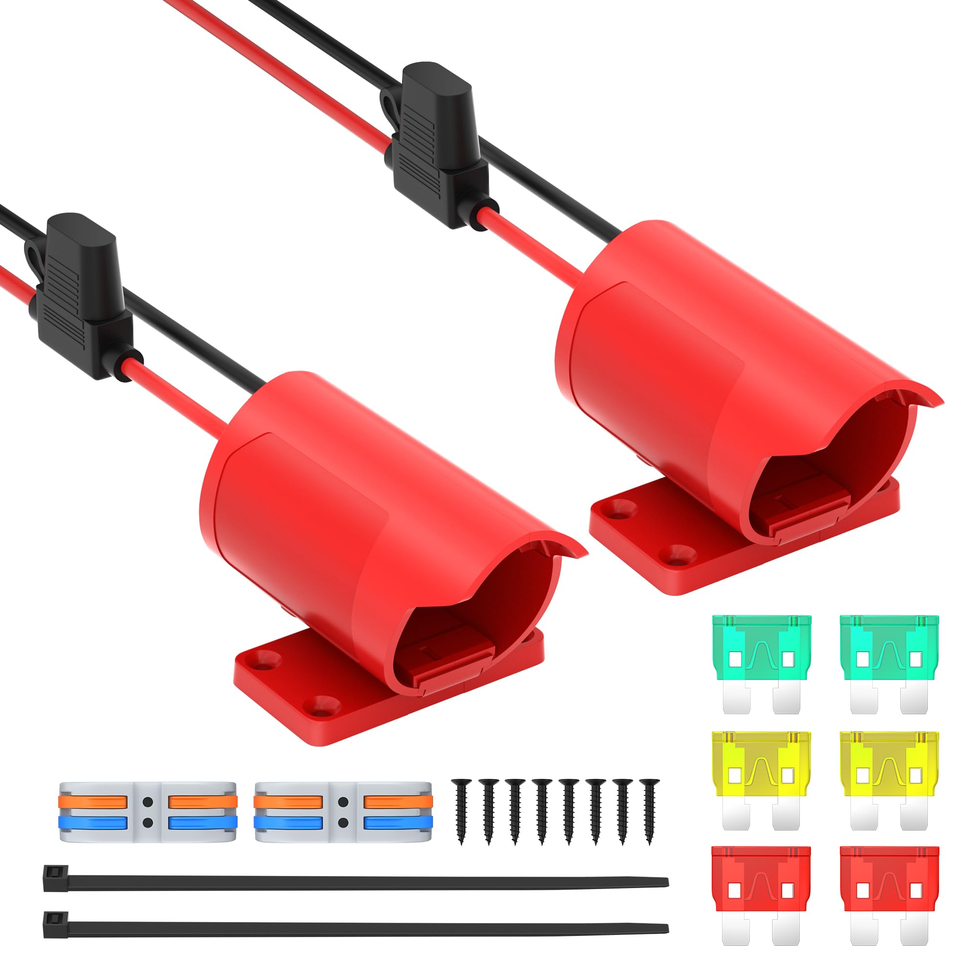 RVBOATPAT M12 Battery Adapter for Milwaukee 12V Adapter Power Wheels Battery Adapter 14 Gauge Wire with Fuses and Connectors for DIY RC Trucks Toys Robotics