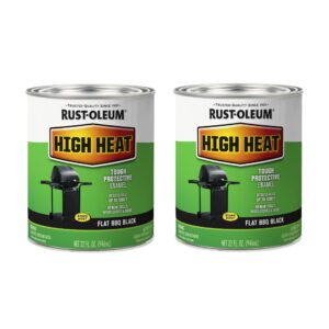 rust-oleum 7778502 high brush on paint heat protective enamel, 32 fl oz, bar-b-que black, 2 pack