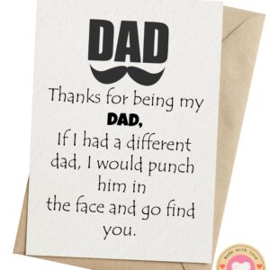 Thanks for being my DAD card - Fathers Day Card from Son, Daughter, Kids, Birthday Card - Size 5x7 inch Folded Card include Envelope, Sticker - Blank Inside - Funny, Unique & Romantic Card