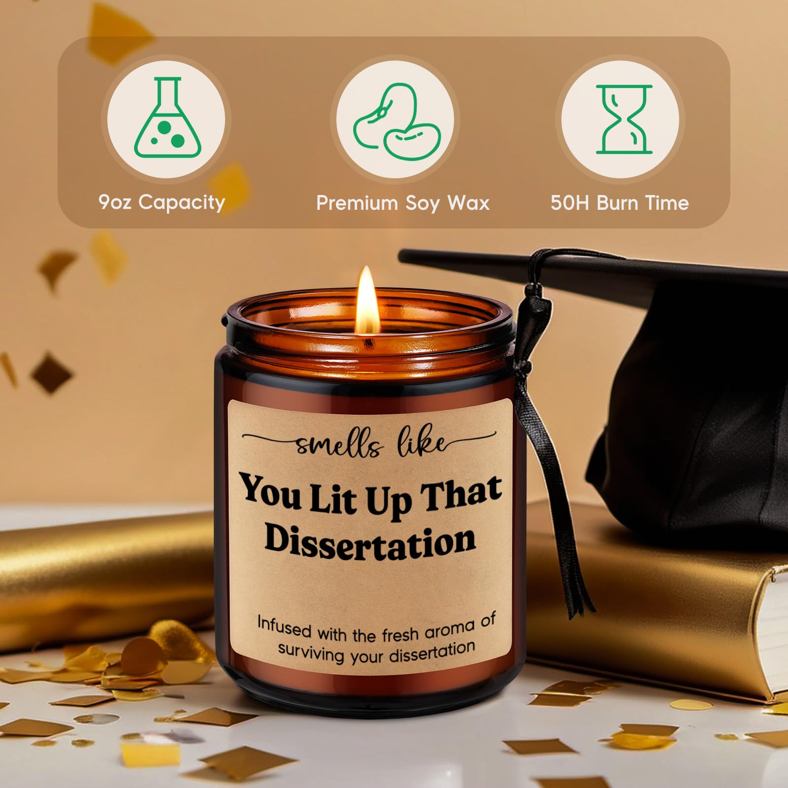 GSPY Graduation Candle, PhD Graduation Gifts, Doctorate Graduation Gifts for Her, Him - Funny Dissertation, Congrats Grad, 2024 Graduation Gifts for Women, Doctoral Graduates, Doctoral Student