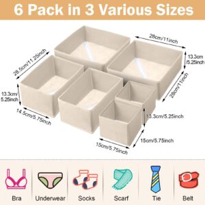 Potchen 24 Set Clothes Dresser Drawer Organizers, Nursery Closet Clothing Wardrobe Organizers Storage Dividers, Foldable Cloth Box Fabric Container Basket Bin for Bras Socks Underwear(Beige)