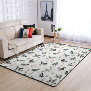 watercolor mallard duck hunting area rugs baby duck hunting nursery decor floor carpet rug wild duck leaves throw mats for kids toddler room bedside living room bathroom kitchen laundry 48x72inch