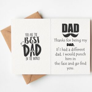 Thanks for being my DAD card - Fathers Day Card from Son, Daughter, Kids, Birthday Card - Size 5x7 inch Folded Card include Envelope, Sticker - Blank Inside - Funny, Unique & Romantic Card