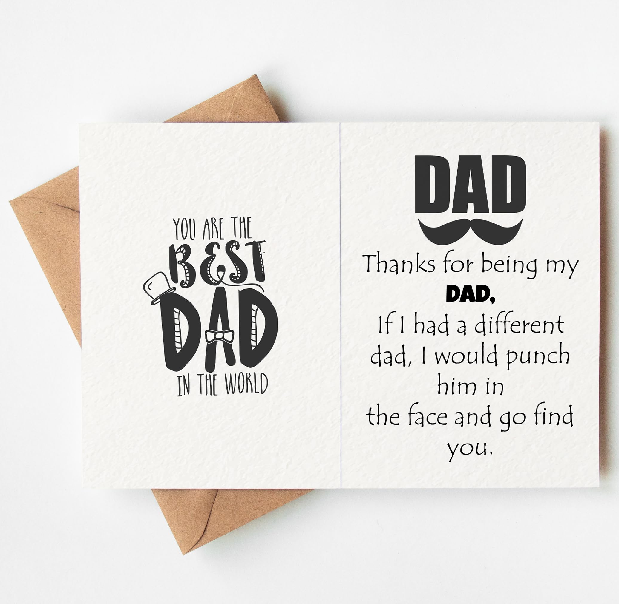 Thanks for being my DAD card - Fathers Day Card from Son, Daughter, Kids, Birthday Card - Size 5x7 inch Folded Card include Envelope, Sticker - Blank Inside - Funny, Unique & Romantic Card