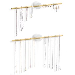 aucent necklace hanger wall mount - hanging jewelry holder organizer, necklace holder wall mount, bracelet display, necklace and bracelet holder, jewelry display, towel bar holder. (2, white)