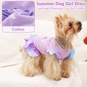 Yikeyo Dog Clothes Girl Dog Dress Small Dogs Puppy Dresses Pet Dress Shirt Female Yorkie Chihuahua Cat Apparel Birthday Party Costume Mermaid Princess Outfit(Purple，M)