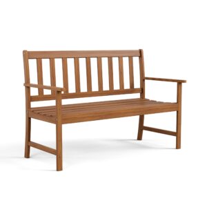 greemotion borkum 4-feet eucalyptus solid wood outdoor bench, garden chair for patio backyard porch, natural