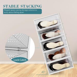 WAYTRIM Stackable Boots Storage Box, 8 Pack Stackable Boots Organizer and Storage Boots Box, Under Bed Boot Storage, 20.5" x 11.8" x 5.5" - Clear White